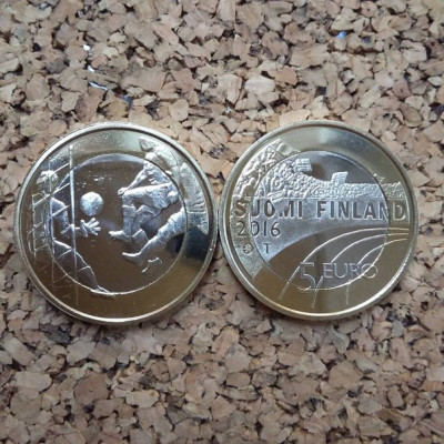 Монета 5 евро 2016 г. Финляндия "Футбол".